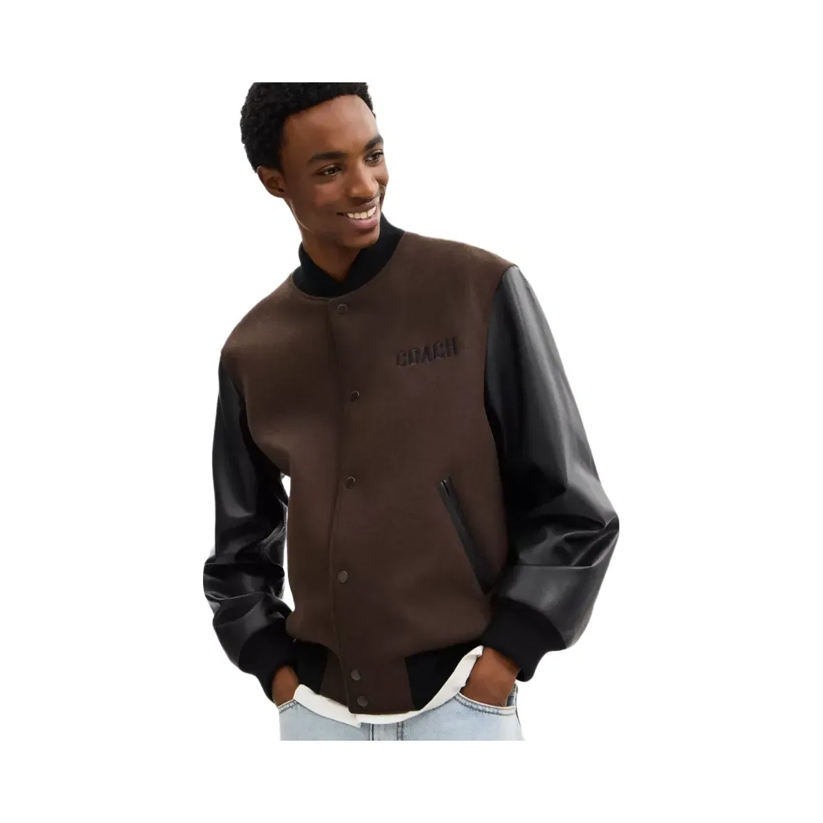 Coach Wool Varsity Jacket in Brown