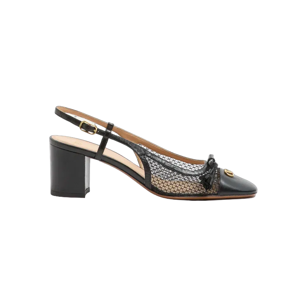 Valentino Valet Du Roi Slingback Pump In Mesh And Kidskin 60mm Black