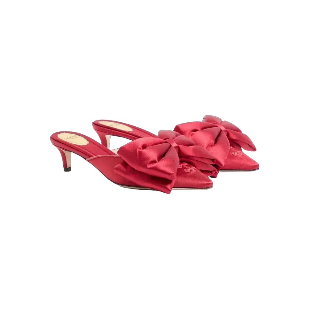 Valentino Yolande Satin Mule 45mm Red