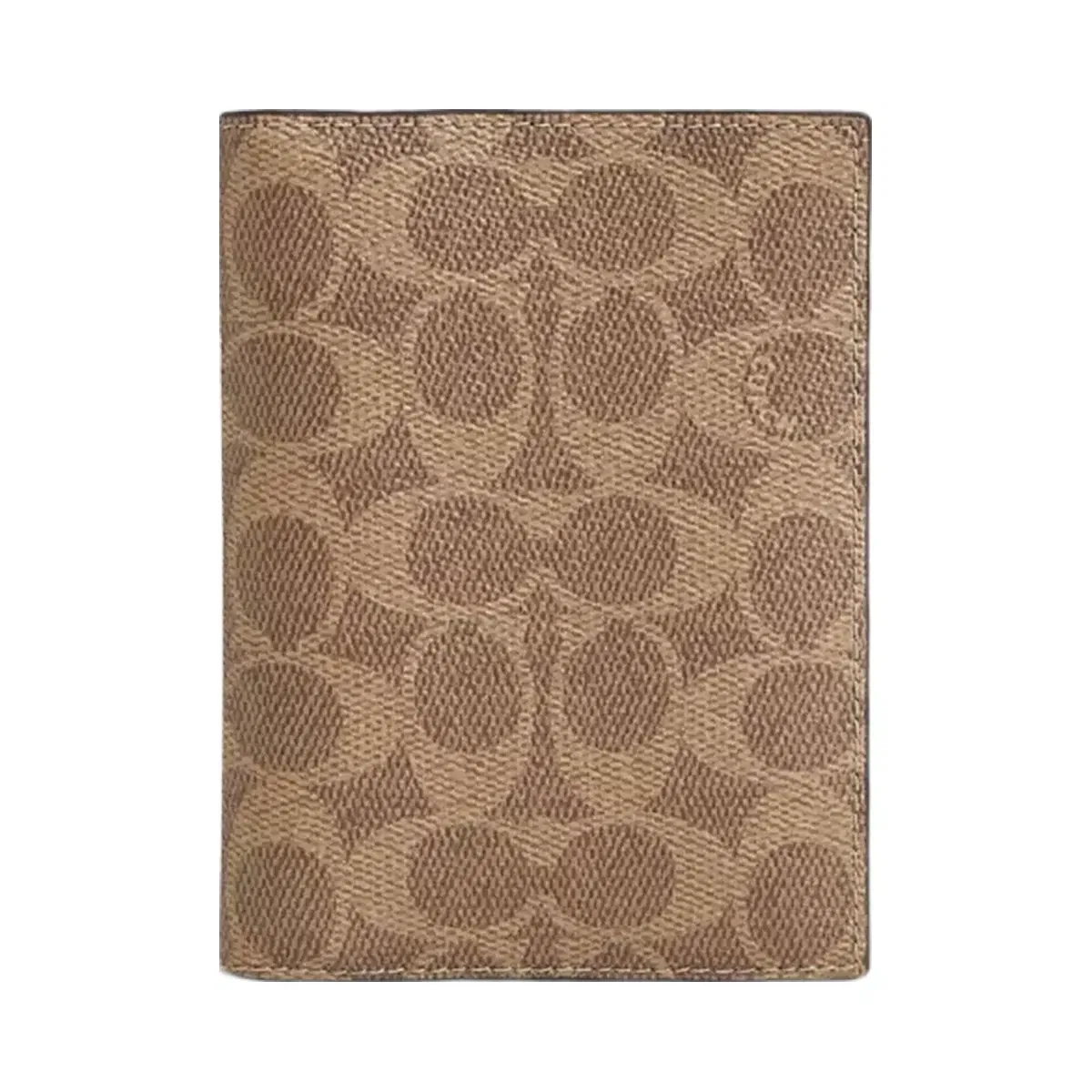 Coach Passport Card Case In Signature Canvas in Gunmetal Tan Black