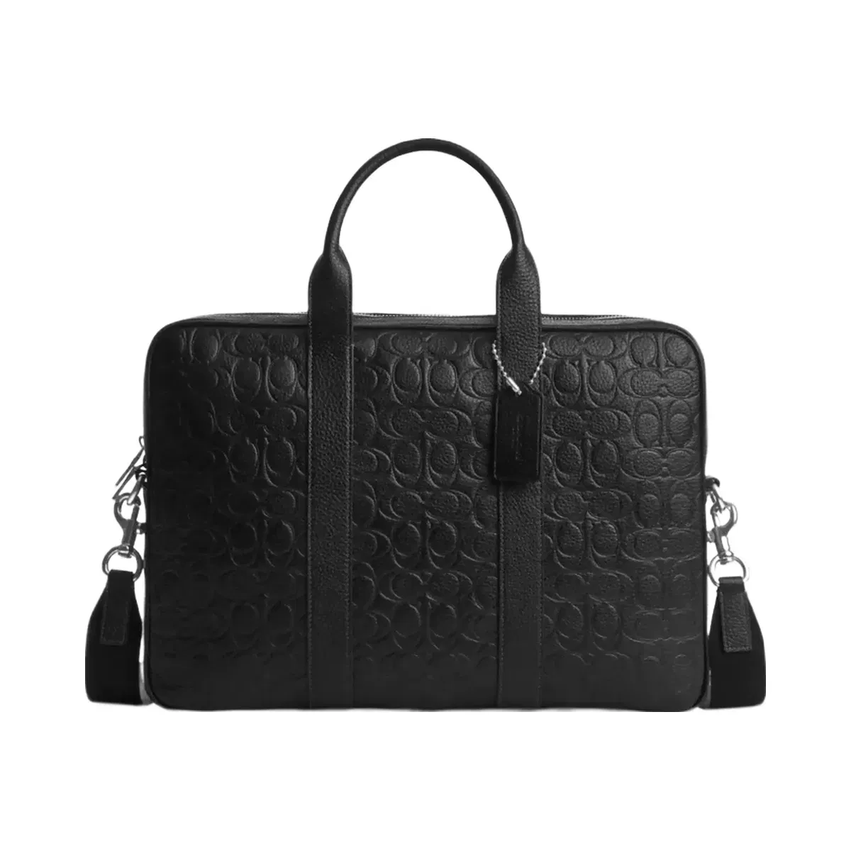 Coach Austin Brief In Signature Leather in Silver Black