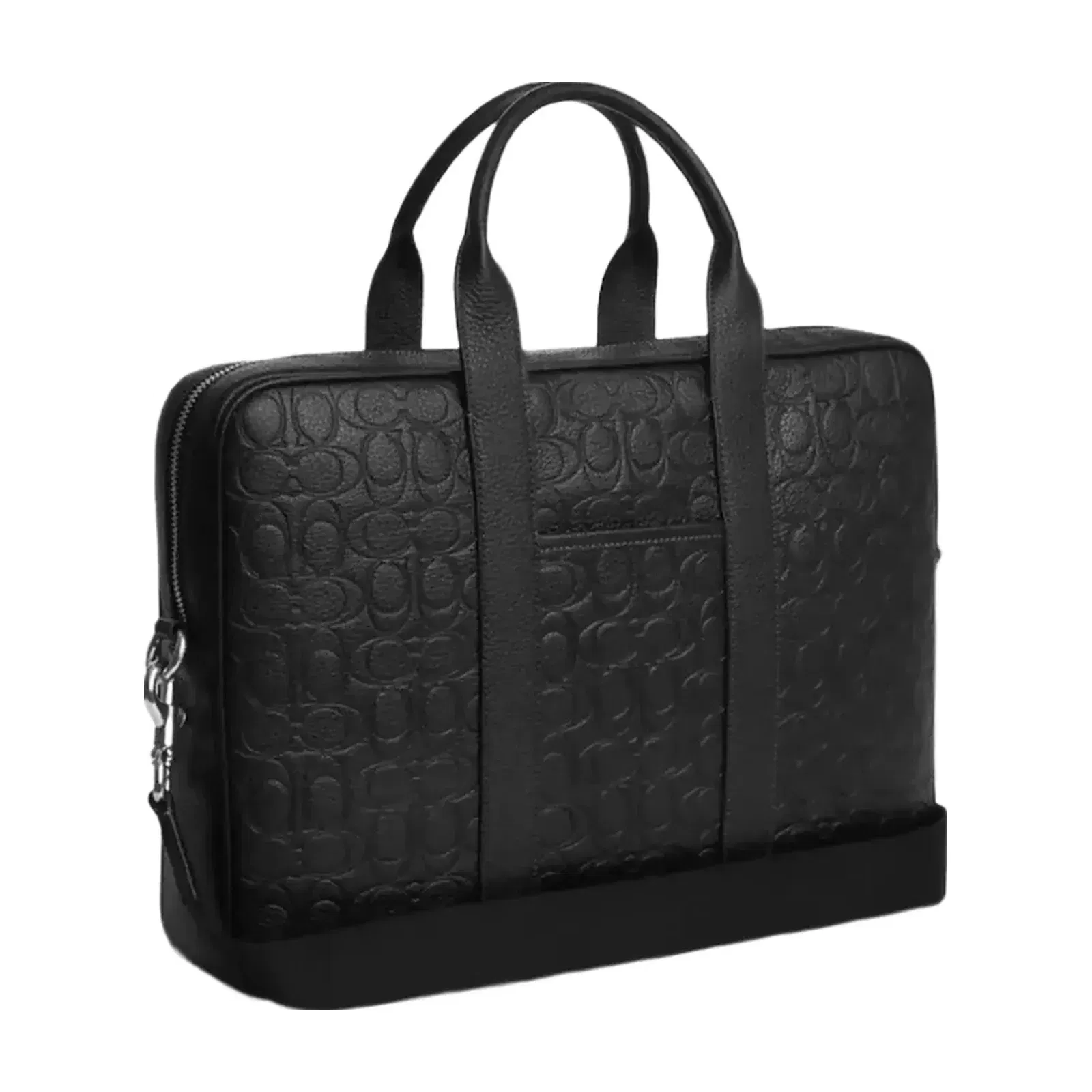 Coach Austin Brief In Signature Leather in Silver Black