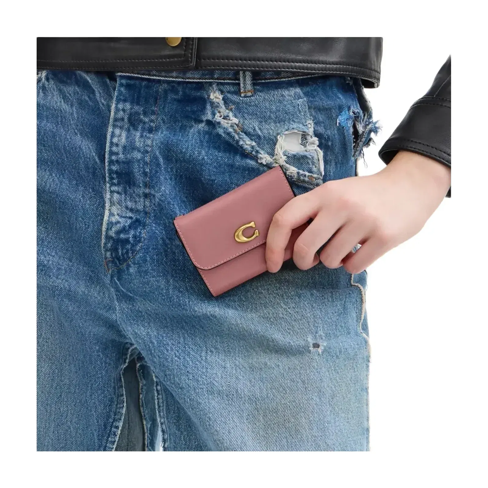 Coach Essential Card Holder Wallet in Brass Peony