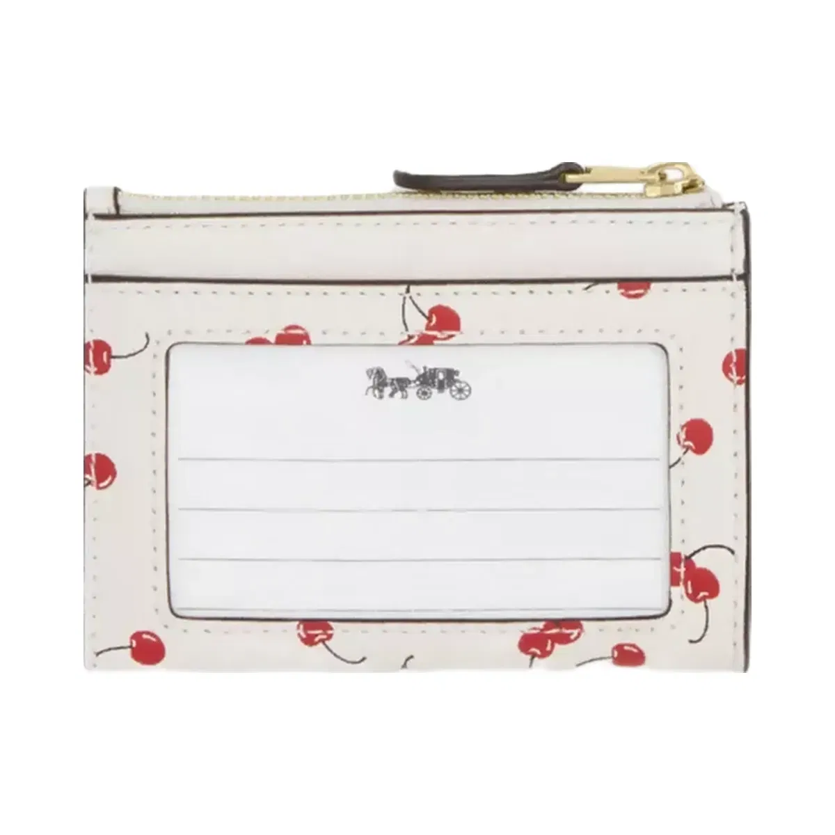 Coach Mini Skinny Id Case With Cherry Print in Gold Chalk Multi