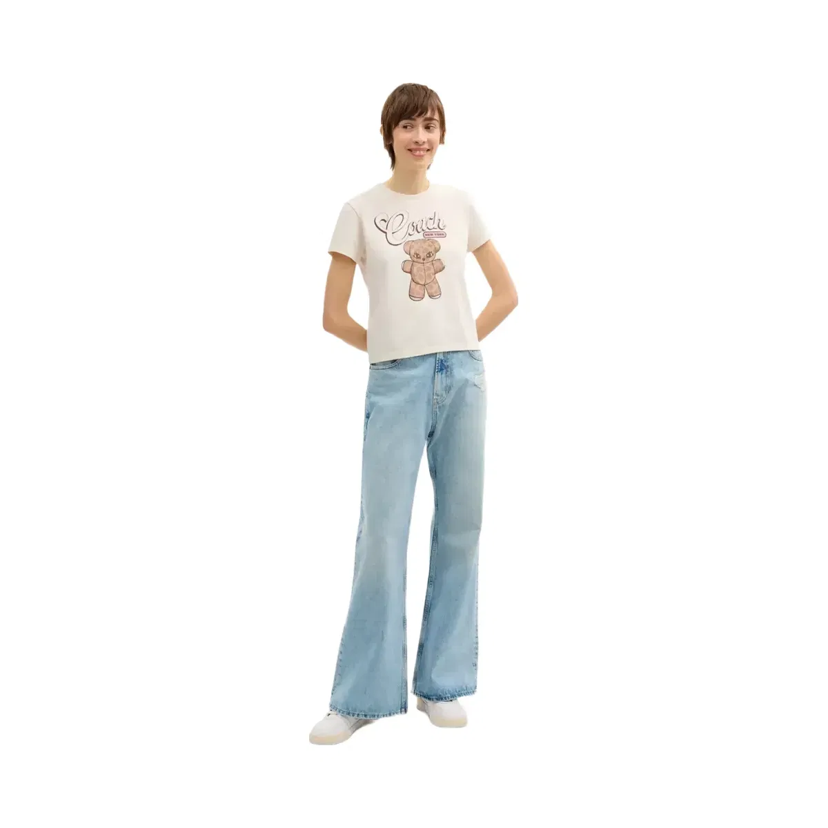 Coach Teddy Stuffie T-Shirt In Organic Cotton in Cream
