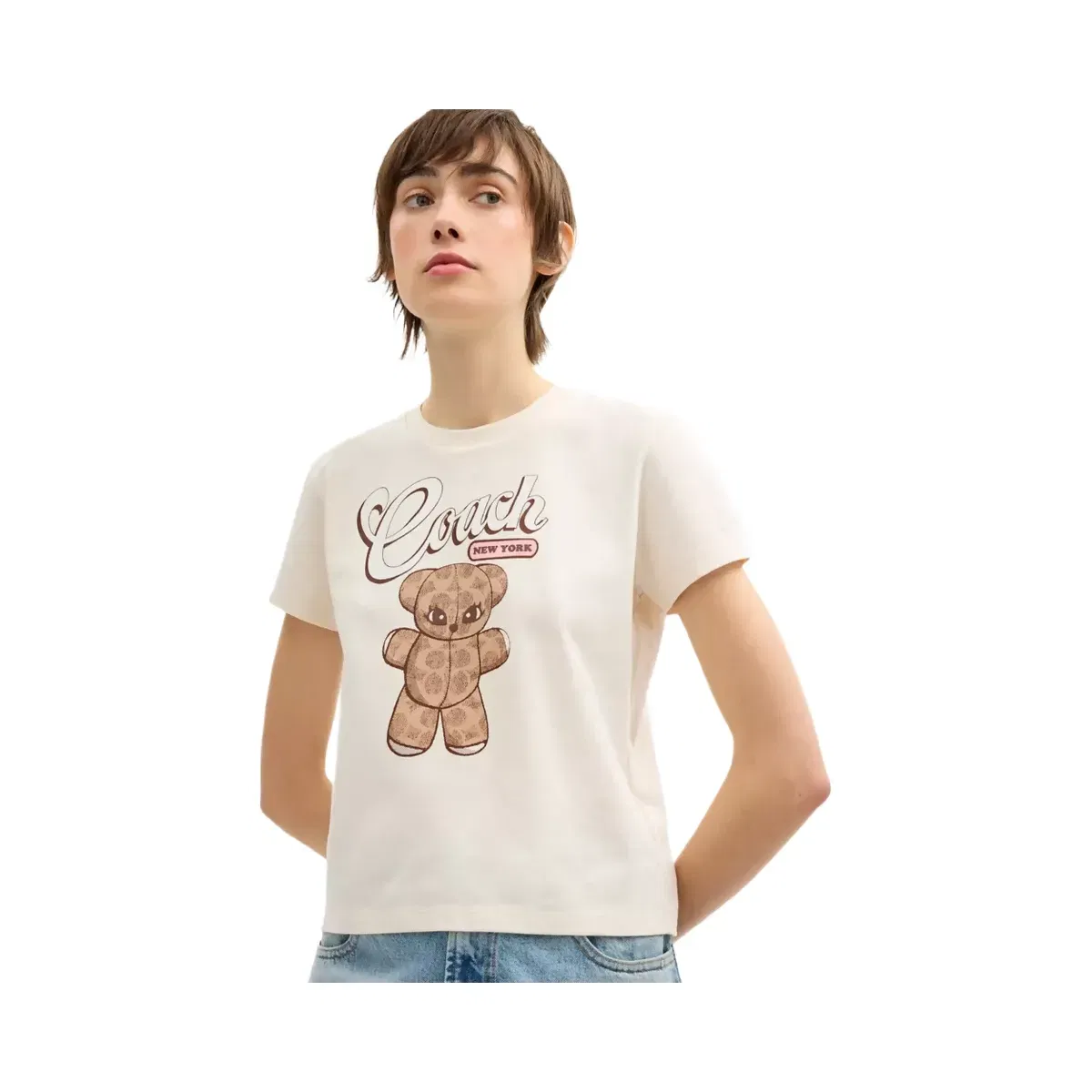 Coach Teddy Stuffie T-Shirt In Organic Cotton in Cream