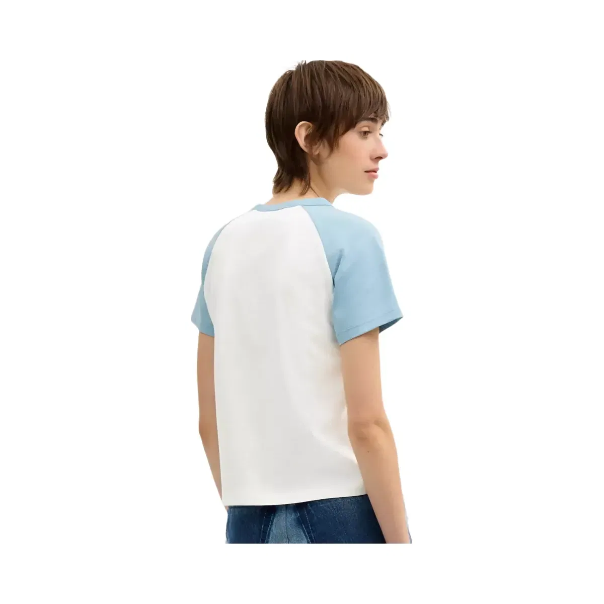 Coach Gingham Sporty Raglan T-Shirt In Organic Cotton in Blue White