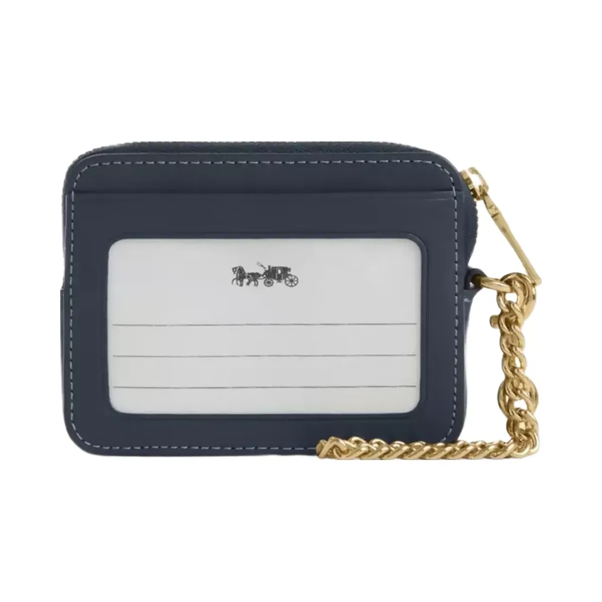 Coach Zip Card Case In Signature Denim in Gold Indigo