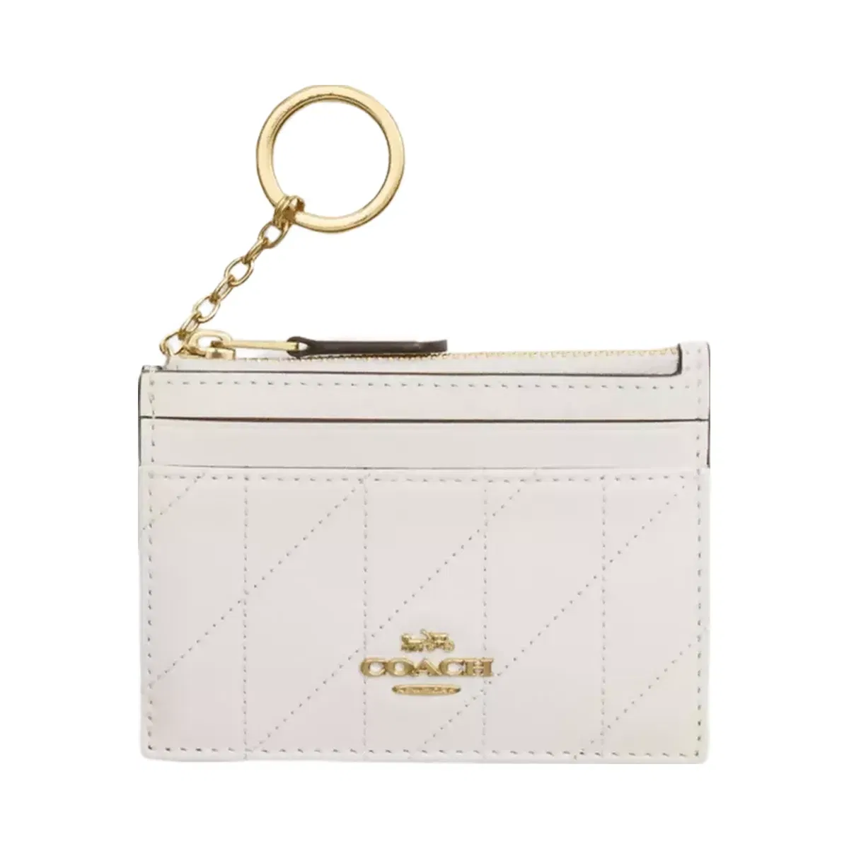 Coach Mini Skinny Id Case With Quilting in Gold Chalk