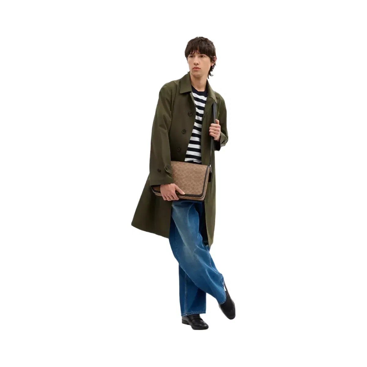 Coach Colby Messenger Bag 32 In Signature Canvas in Silver Tan Black