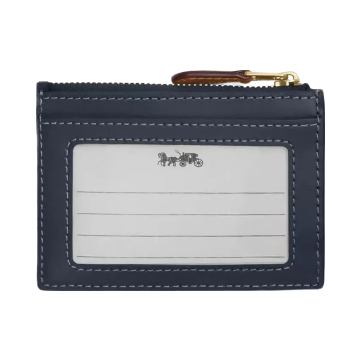 Coach Mini Skinny Id Case In Signature Denim in Gold Indigo