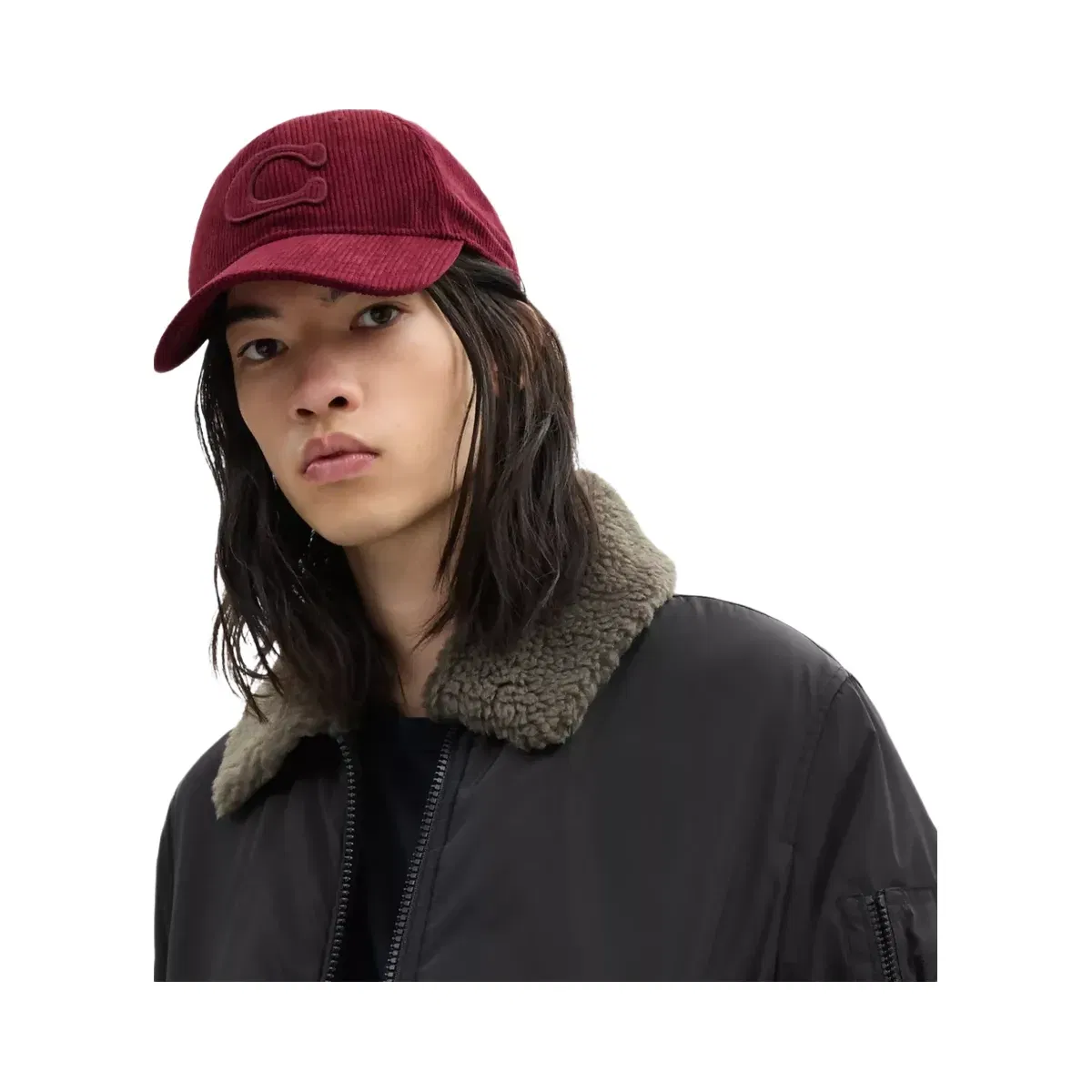 Coach Signature Patch Baseball Hat in Dark Wine