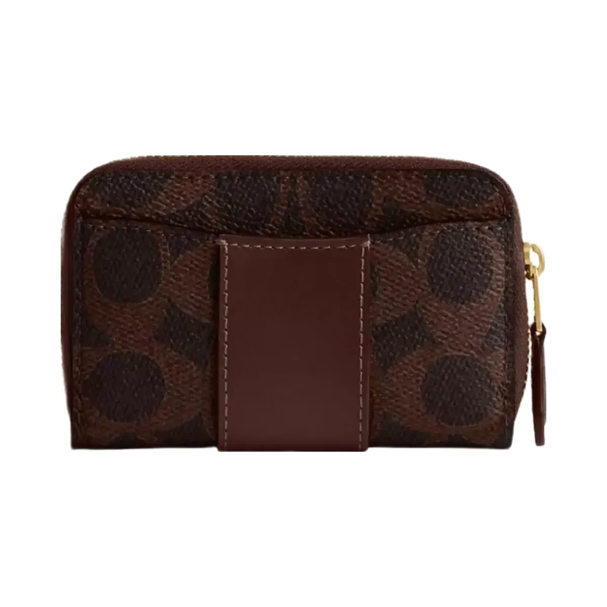 Coach Essential Small Zip Around Card Case In Signature Canvas in Brass Maple