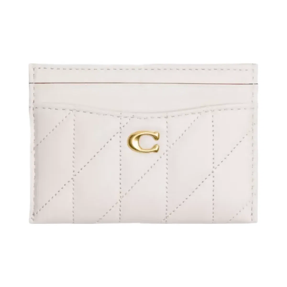 Coach Essential Card Case With Pillow Quilting in Brass Chalk