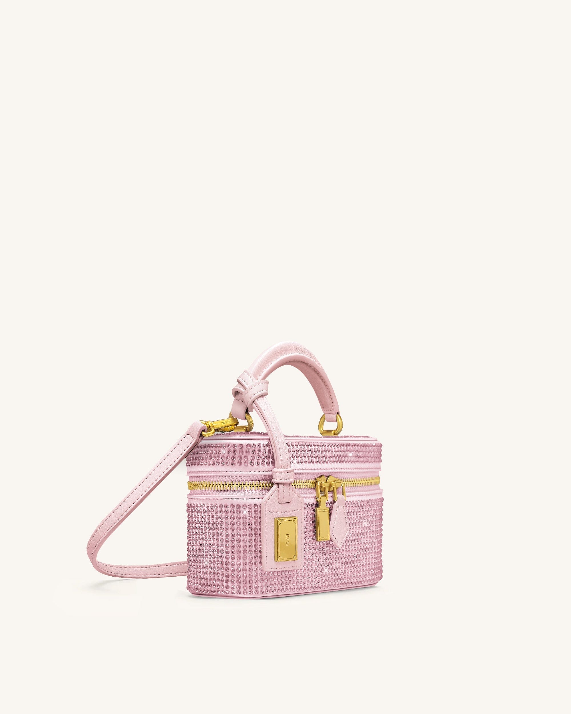 JW PEI Cleo Artificial Crystal Box Shape Top Handle Bag Pink