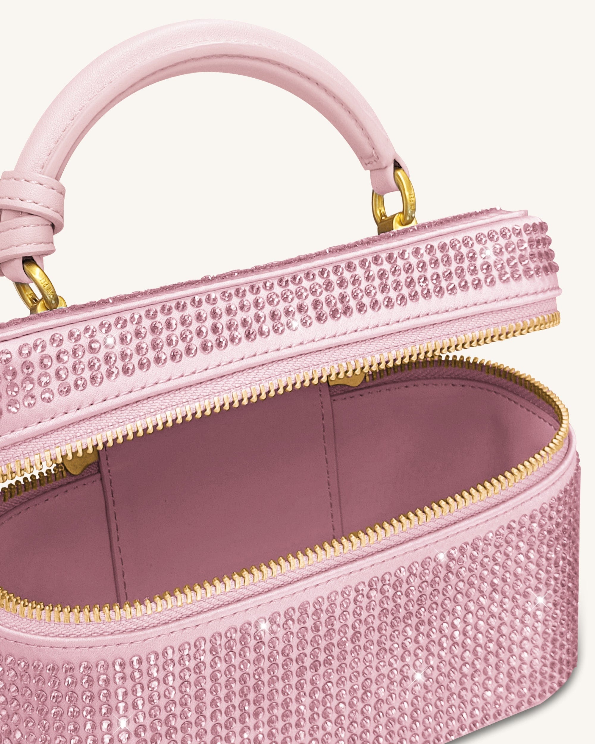 JW PEI Cleo Artificial Crystal Box Shape Top Handle Bag Pink