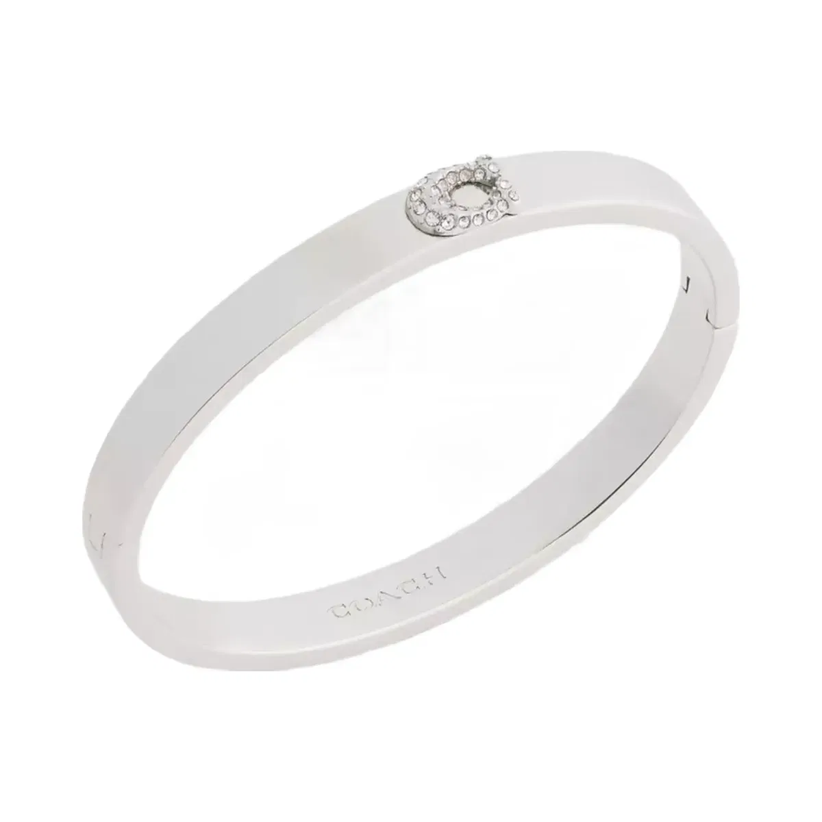 Coach Pavé C Hinged Bangle in Silver