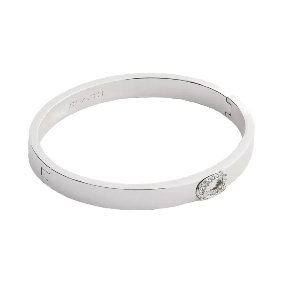 Coach Pavé C Hinged Bangle in Silver