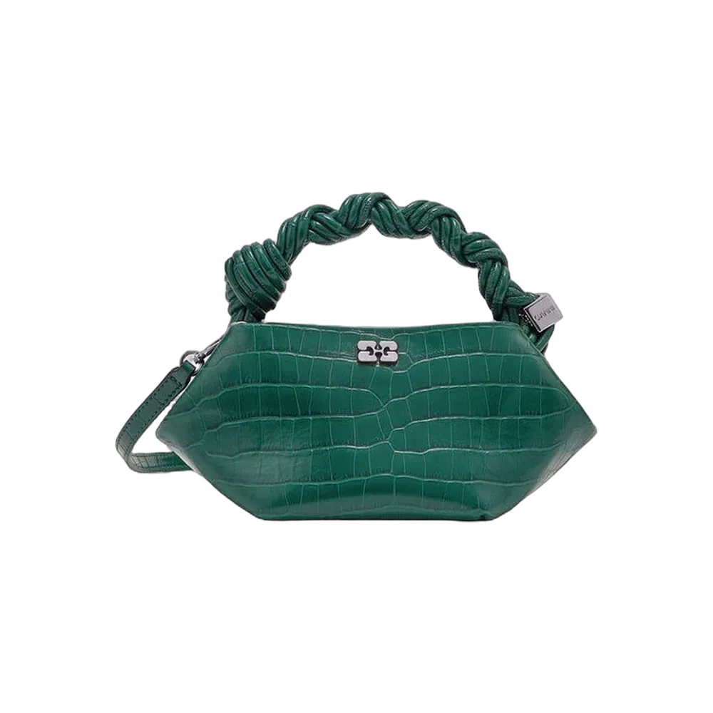 Ganni Green Croco Patent Mini Bou Bag
