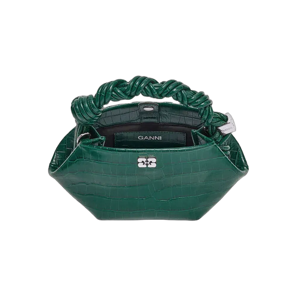 Ganni Green Croco Patent Mini Bou Bag