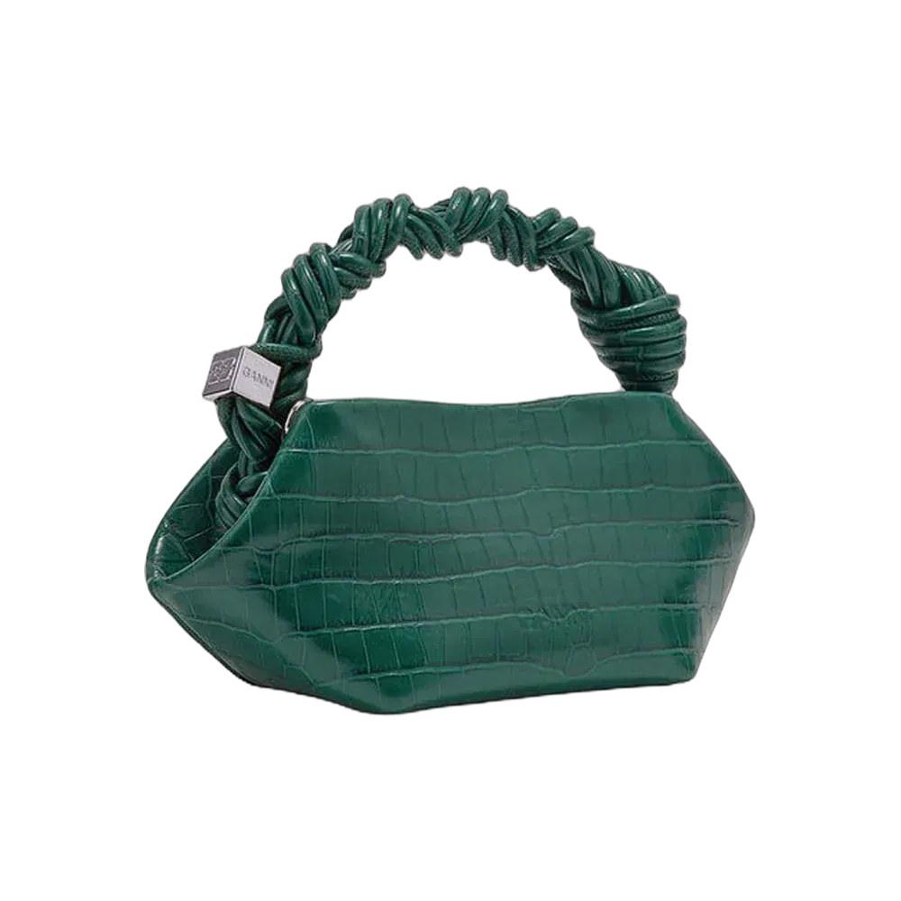 Ganni Green Croco Patent Mini Bou Bag