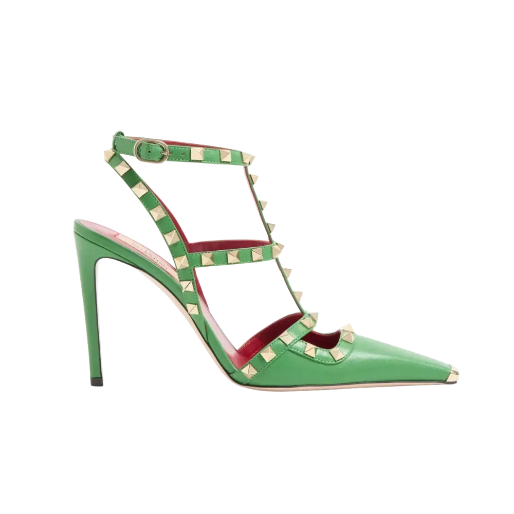 Valentino Rockstud Kidskin Pumps 100mm Light Green