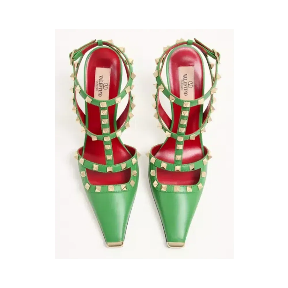 Valentino Rockstud Kidskin Pumps 100mm Light Green