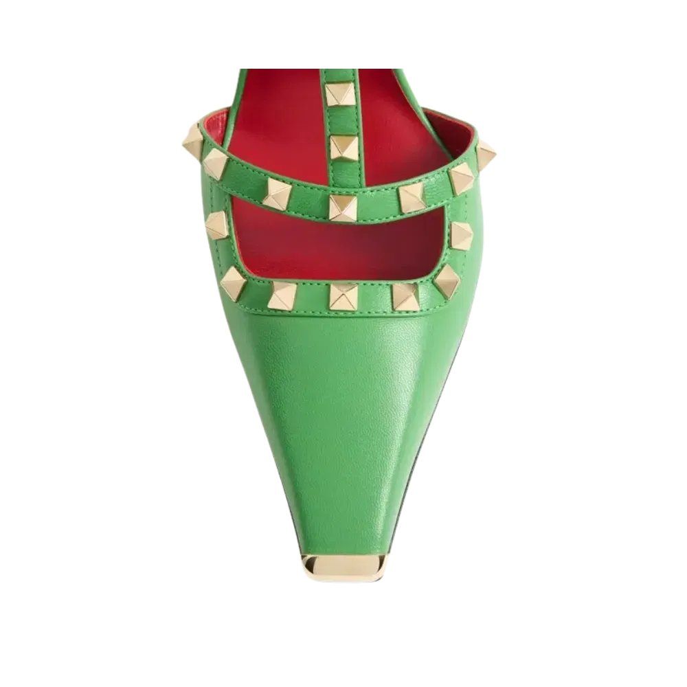 Valentino Rockstud Kidskin Pumps 100mm Light Green
