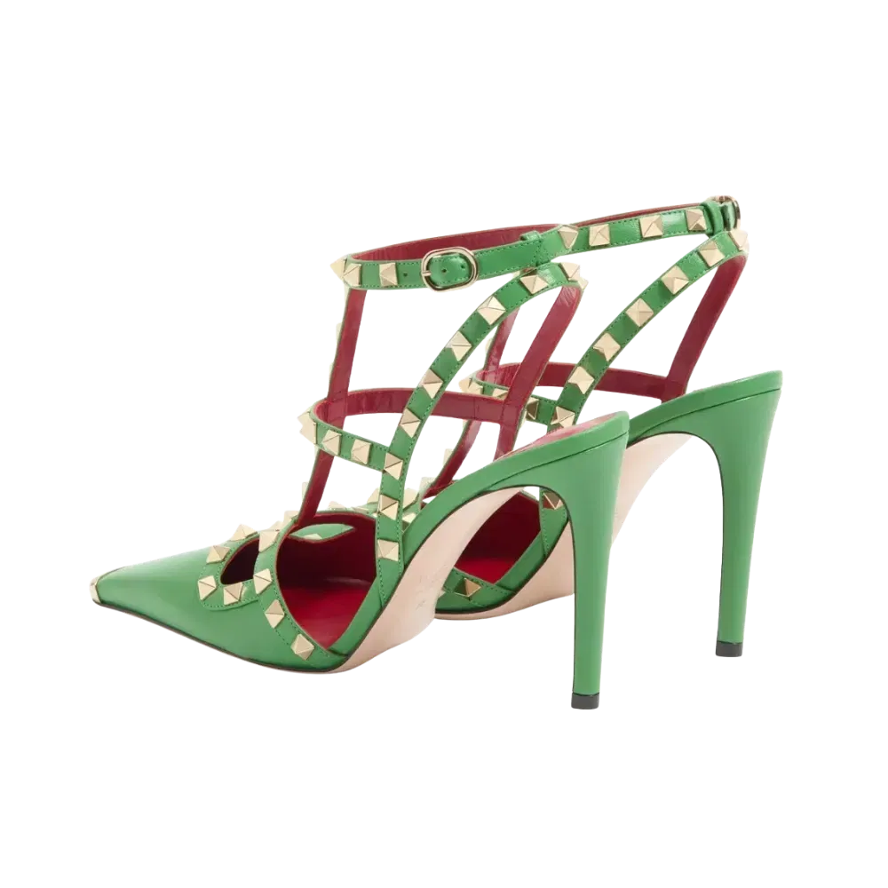 Valentino Rockstud Kidskin Pumps 100mm Light Green