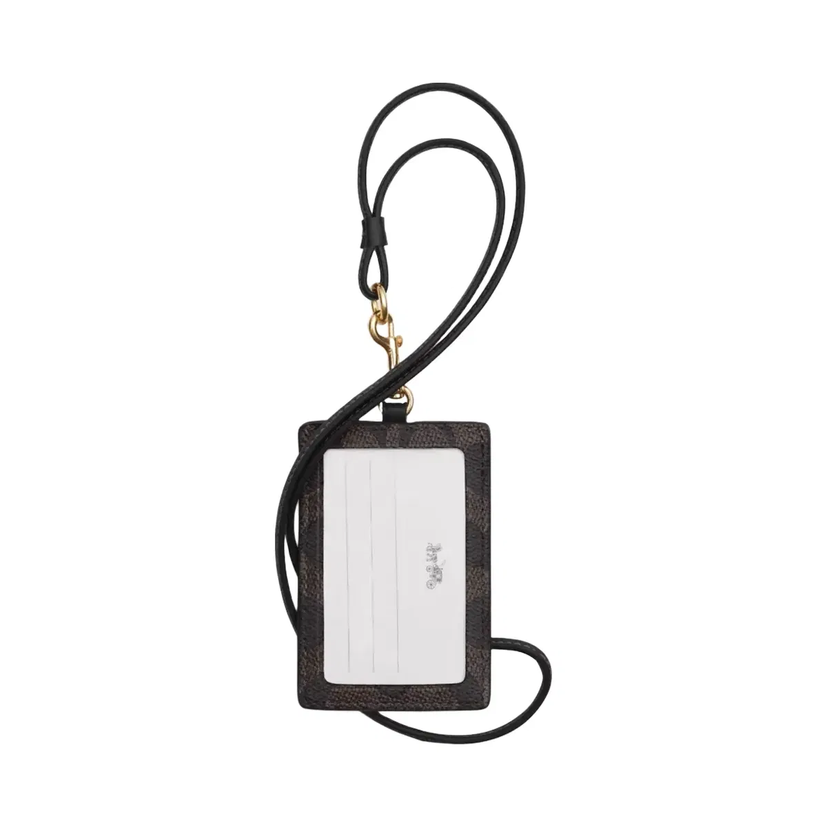 Coach Id Lanyard In Signaure Canvas Signature Canvas-Gold-Walnut-Black