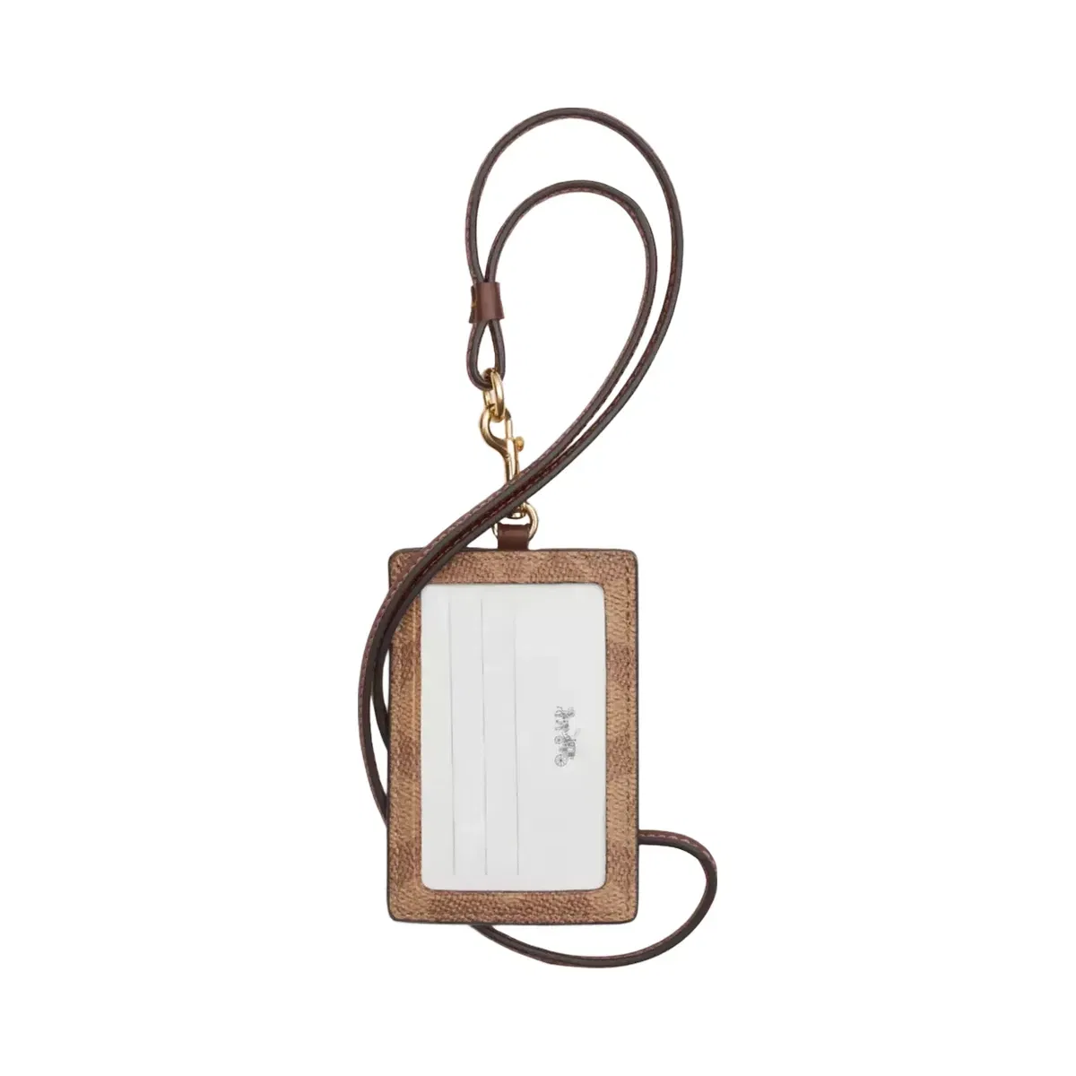 Coach Id Lanyard In Signaure Canvas in Gold Tan Brown