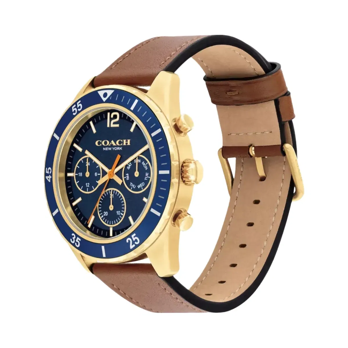 Coach Cole Chronograph Watch, 44 Mm in Saddle