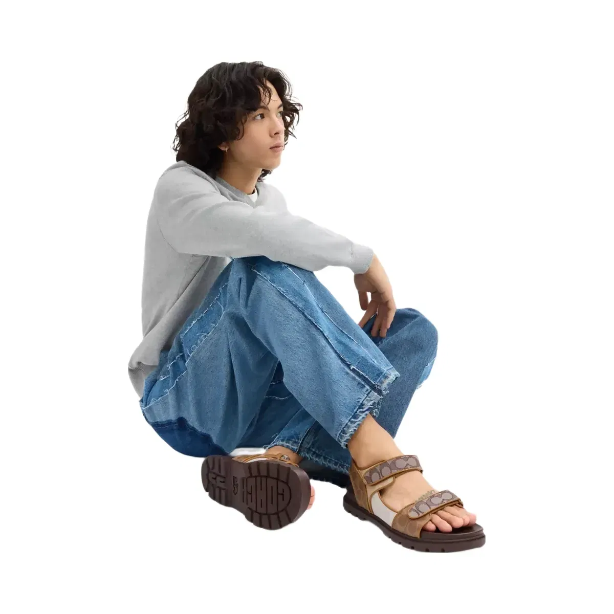 Coach Double Strap Sandal In Signature in Multi