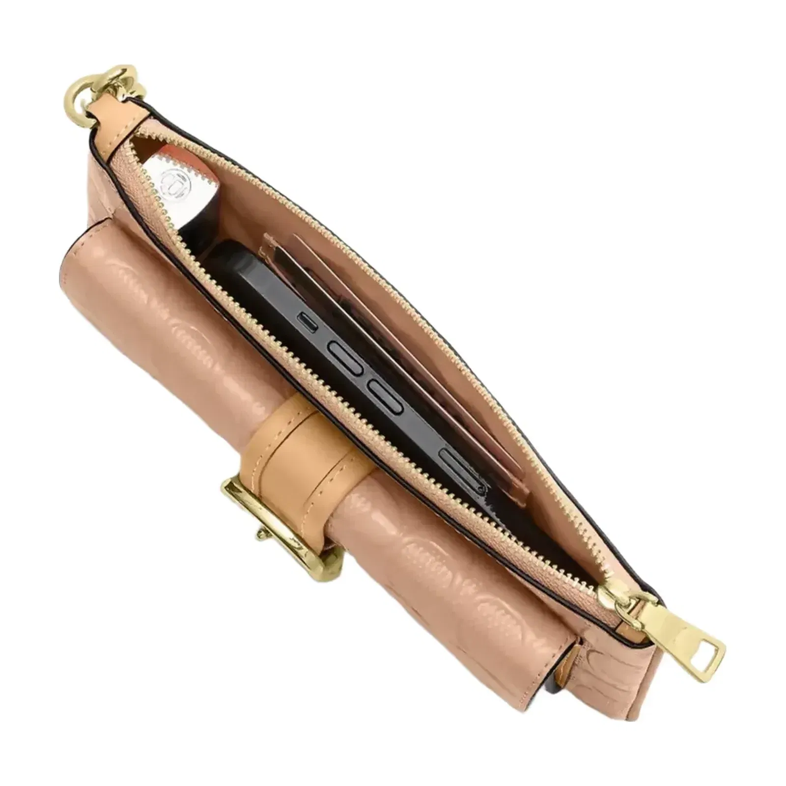 Coach Ashton Wristlet In Signature Leather in Gold Faded Blush