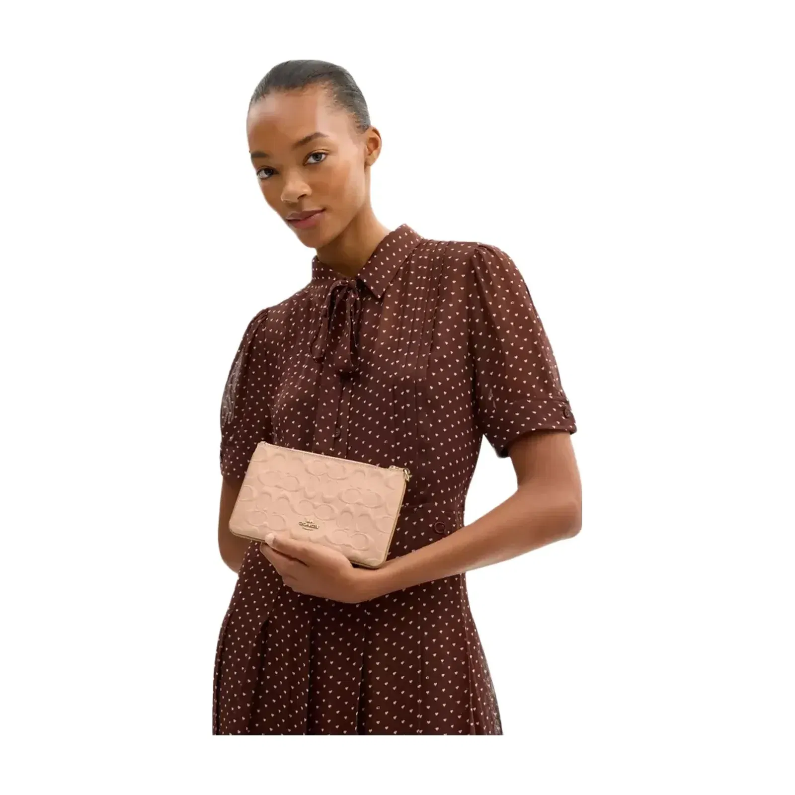 Coach Ashton Wristlet In Signature Leather in Gold Faded Blush