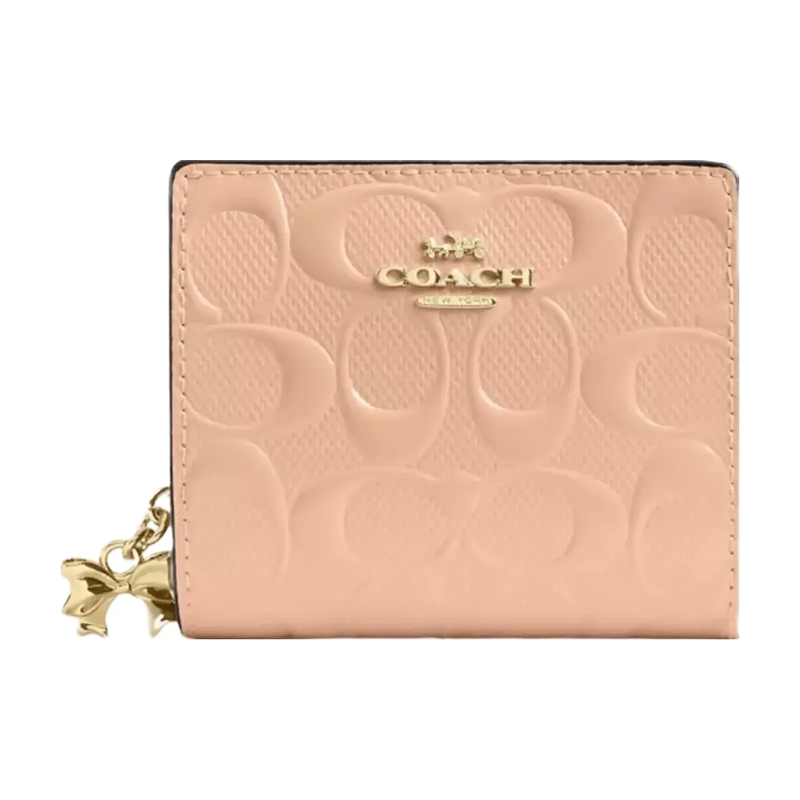 Coach Snap Wallet In Signature Leather With Charm in Gold Faded Blush