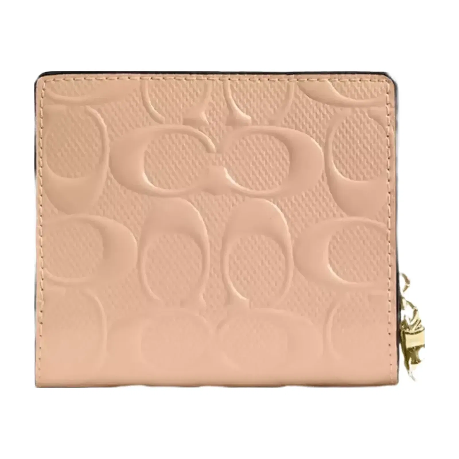 Coach Snap Wallet In Signature Leather With Charm in Gold Faded Blush