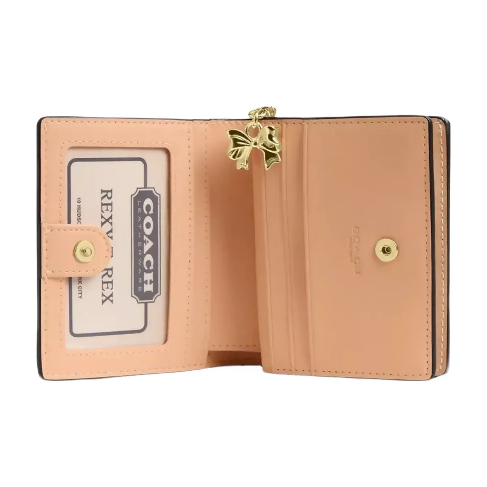 Coach Snap Wallet In Signature Leather With Charm in Gold Faded Blush