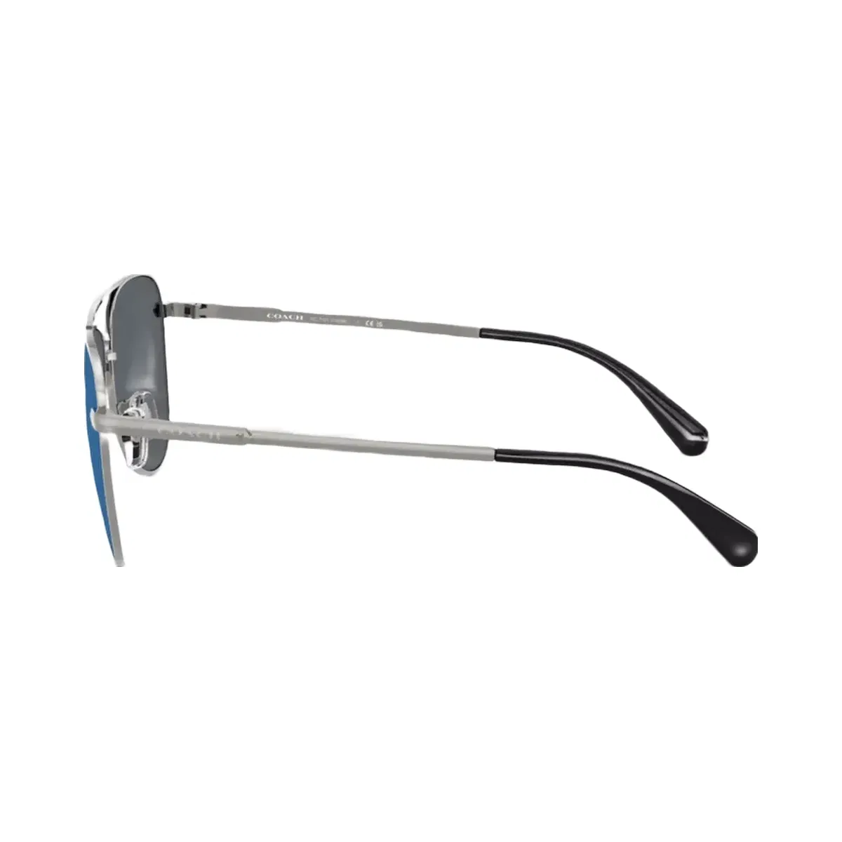 Coach C Hardware Metal Pilot Sunglasses in Silver Blue