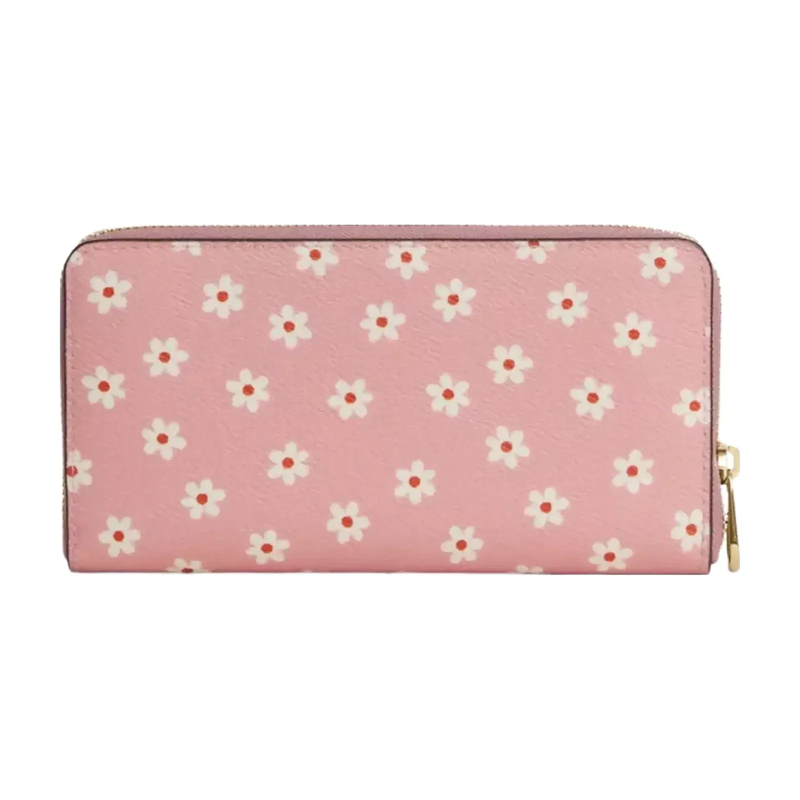 Coach Long Zip Around Wallet With Floral Print in Gold Pink Multi