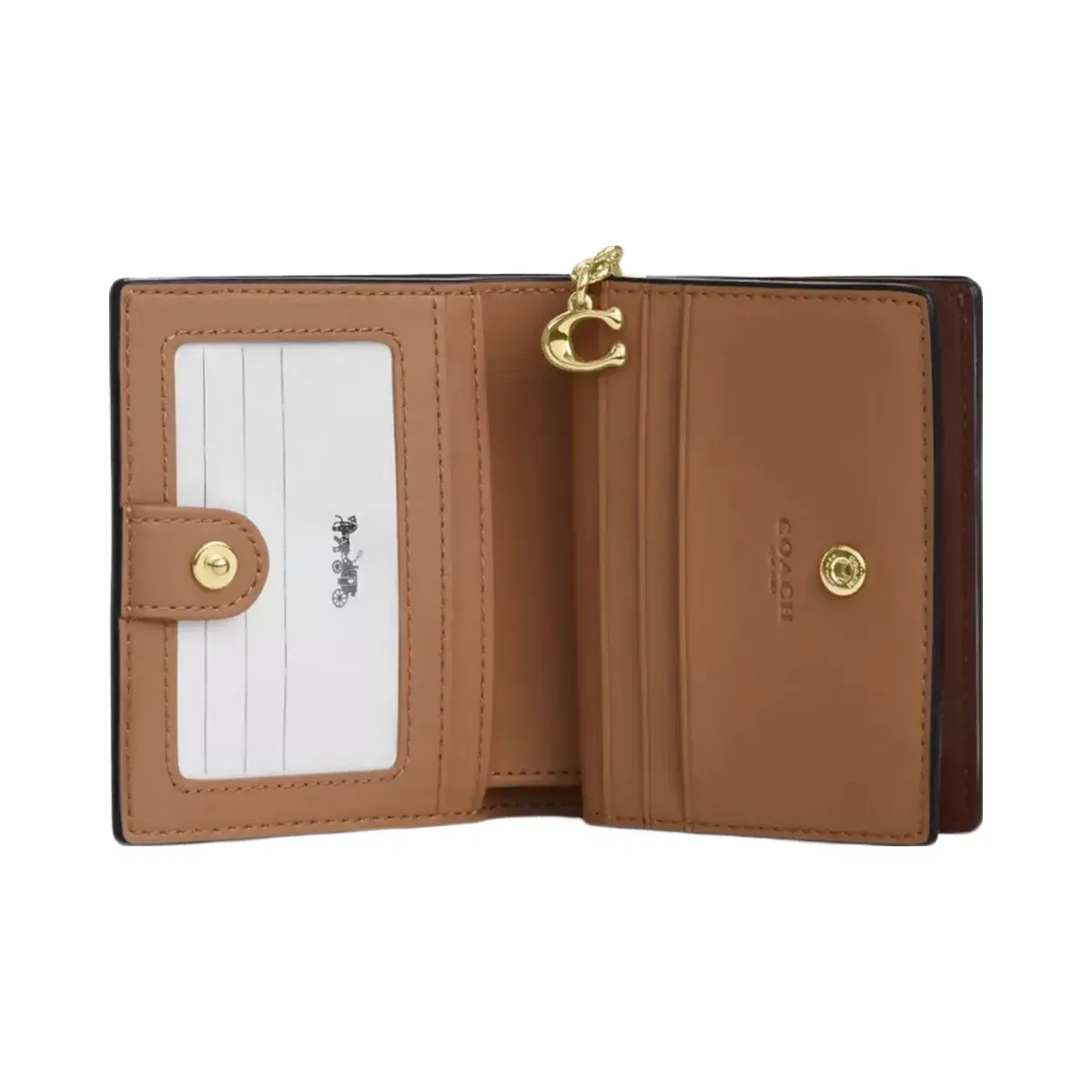 Coach Snap Wallet With Charm in Gold Maple