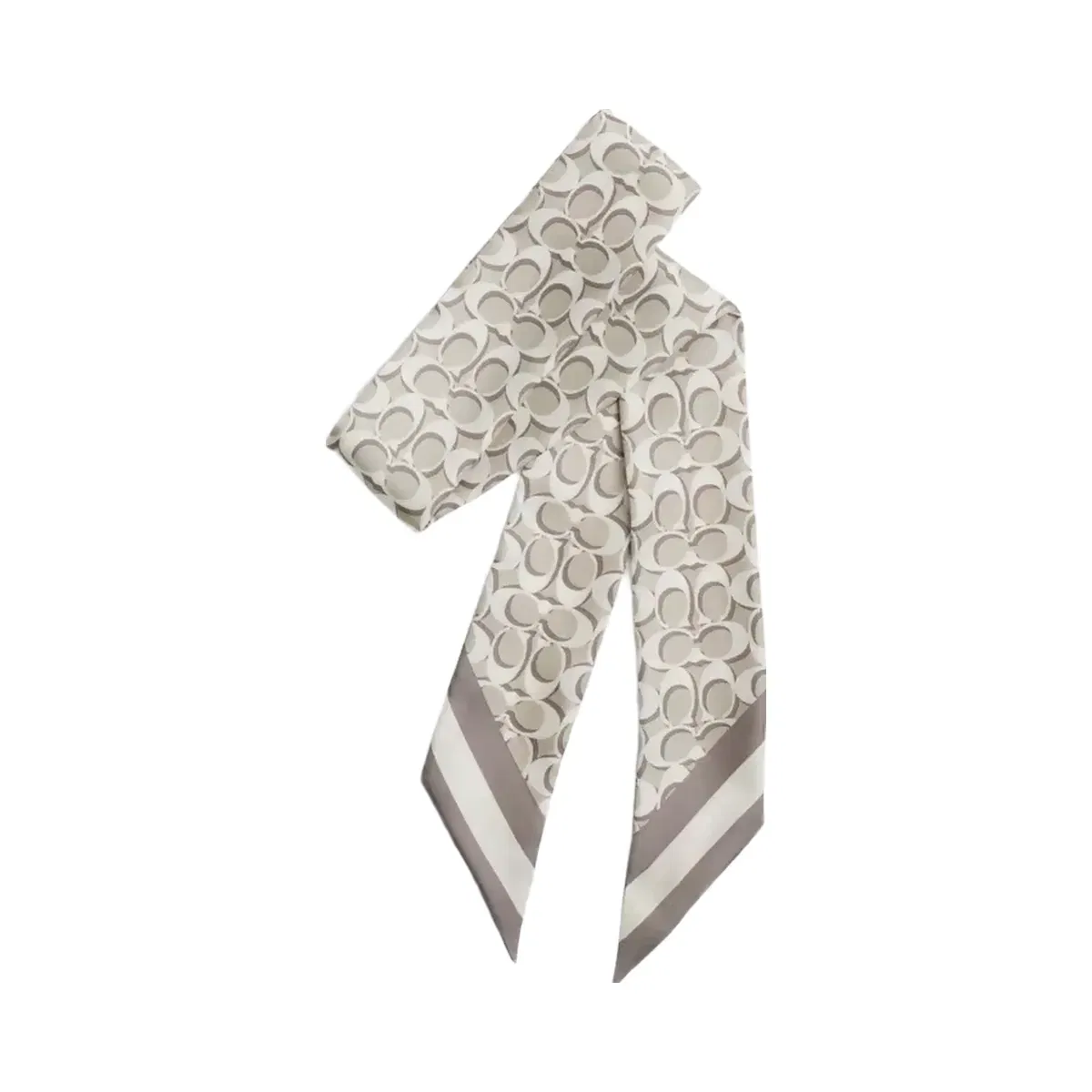 Coach Signature Silk Skinny Scarf in Bone