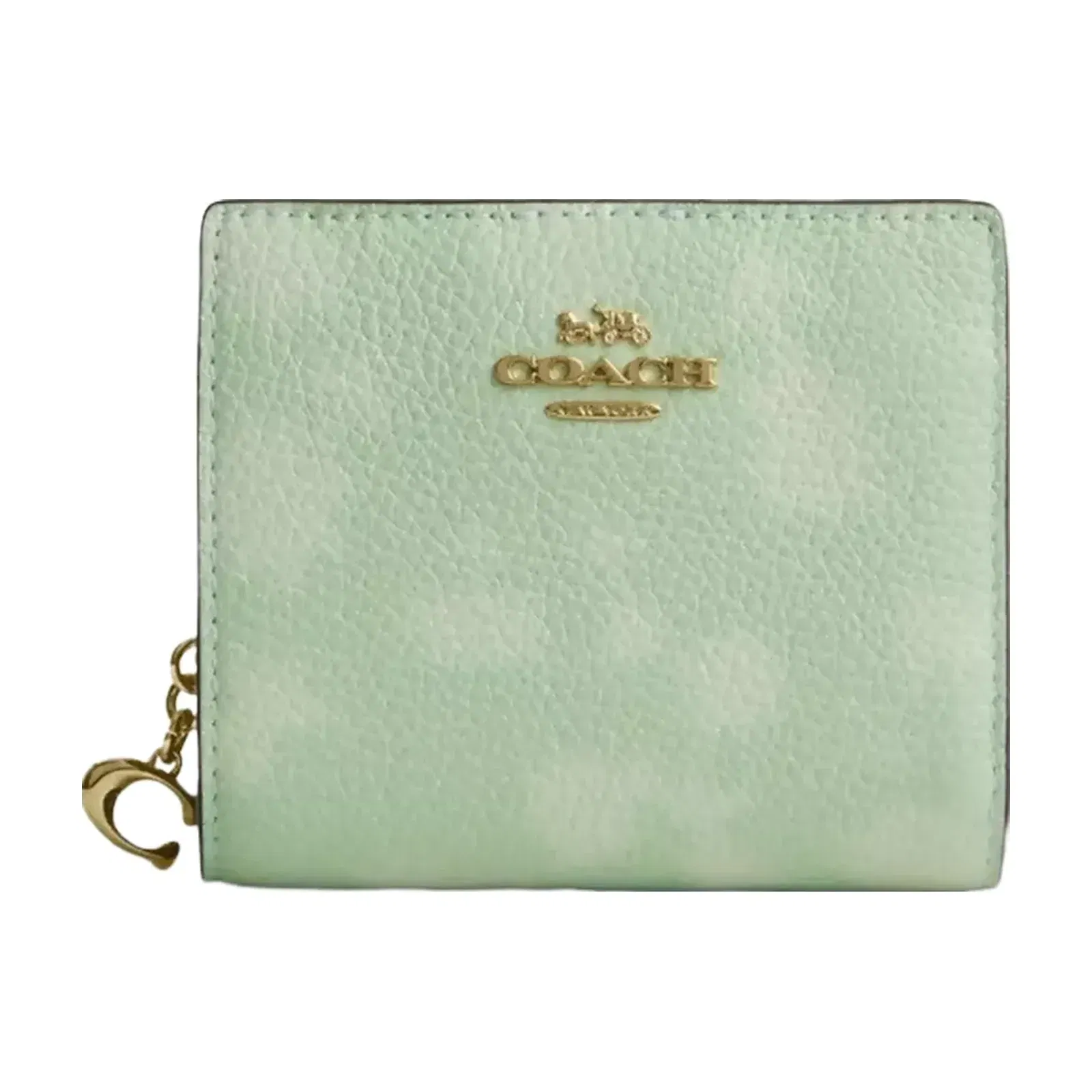 Coach Snap Wallet With Floral Print in Gold Pale Green