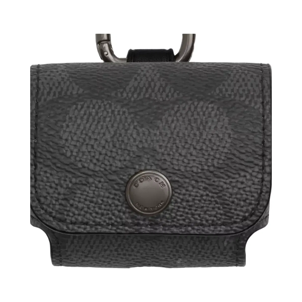 Coach Large Wireless Earbud Pro Case In Signature Canvas in Gunmetal Charcoal