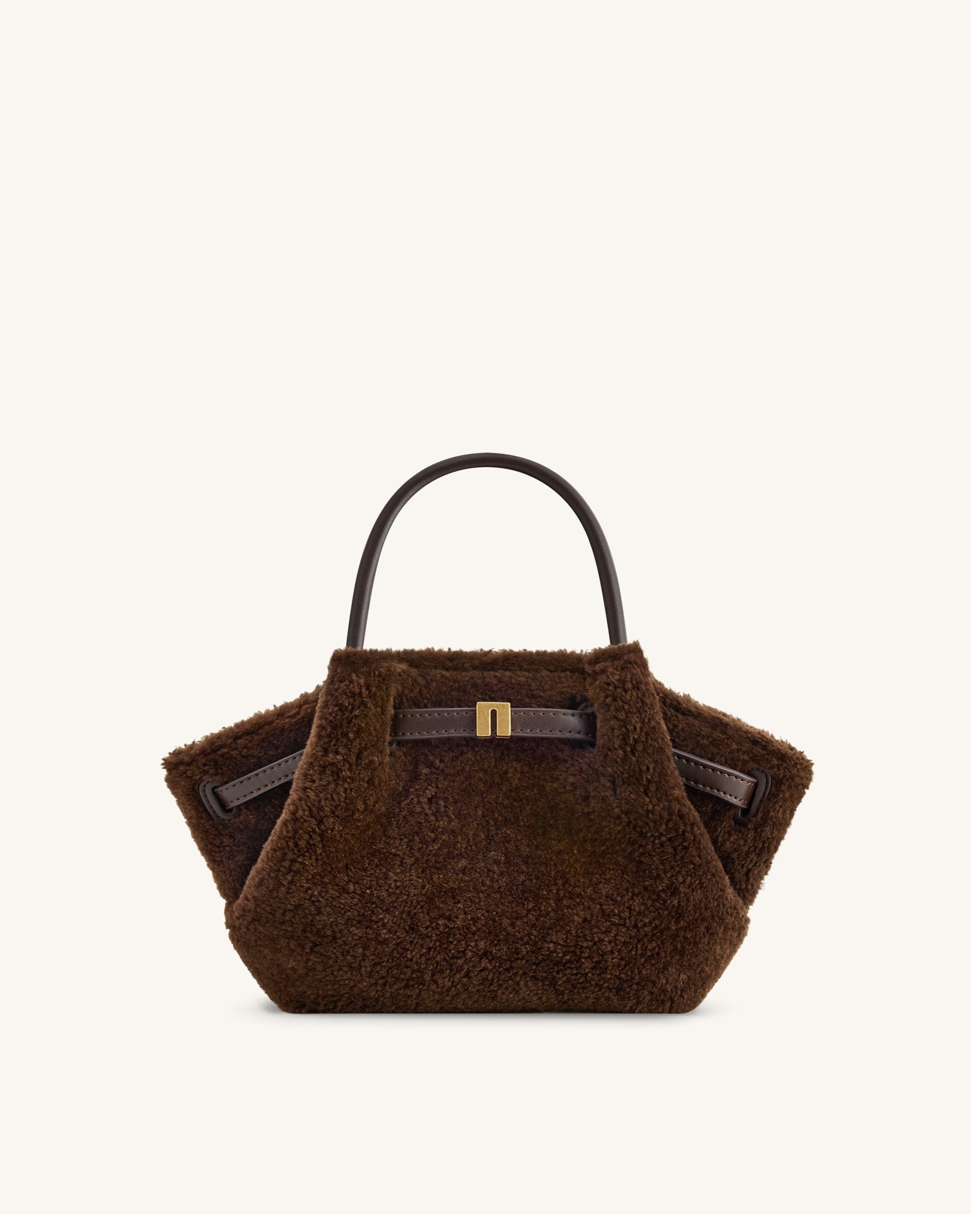 JW PEI Hana Mini Faux Fur Tote Bag Dark Brown