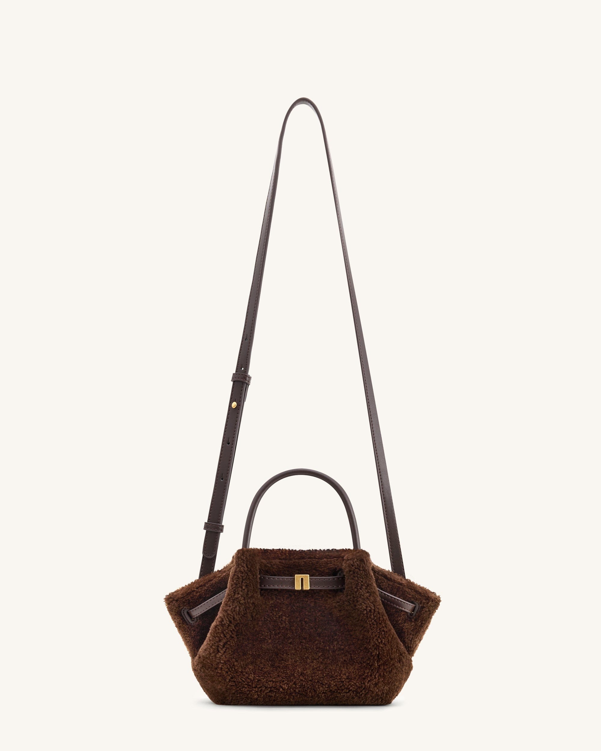 JW PEI Hana Mini Faux Fur Tote Bag Dark Brown