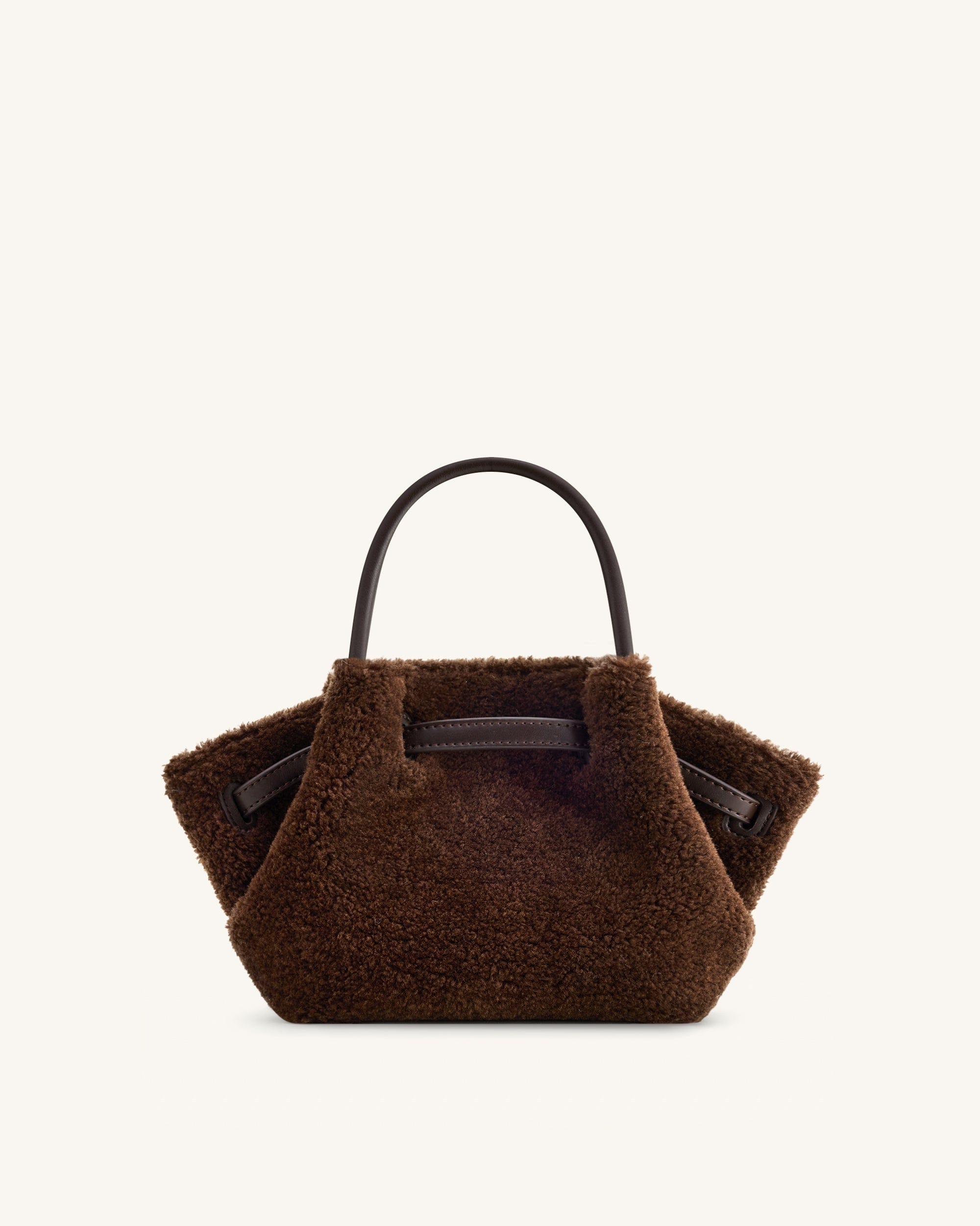 JW PEI Hana Mini Faux Fur Tote Bag Dark Brown