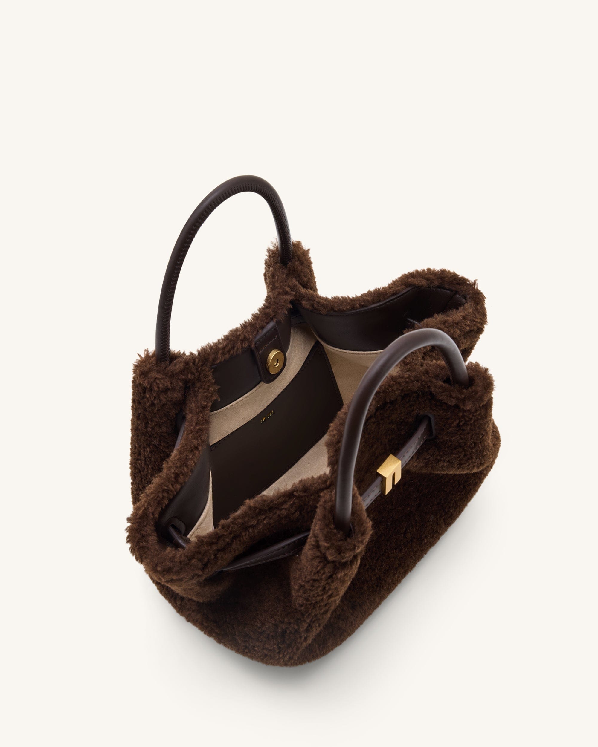 JW PEI Hana Mini Faux Fur Tote Bag Dark Brown