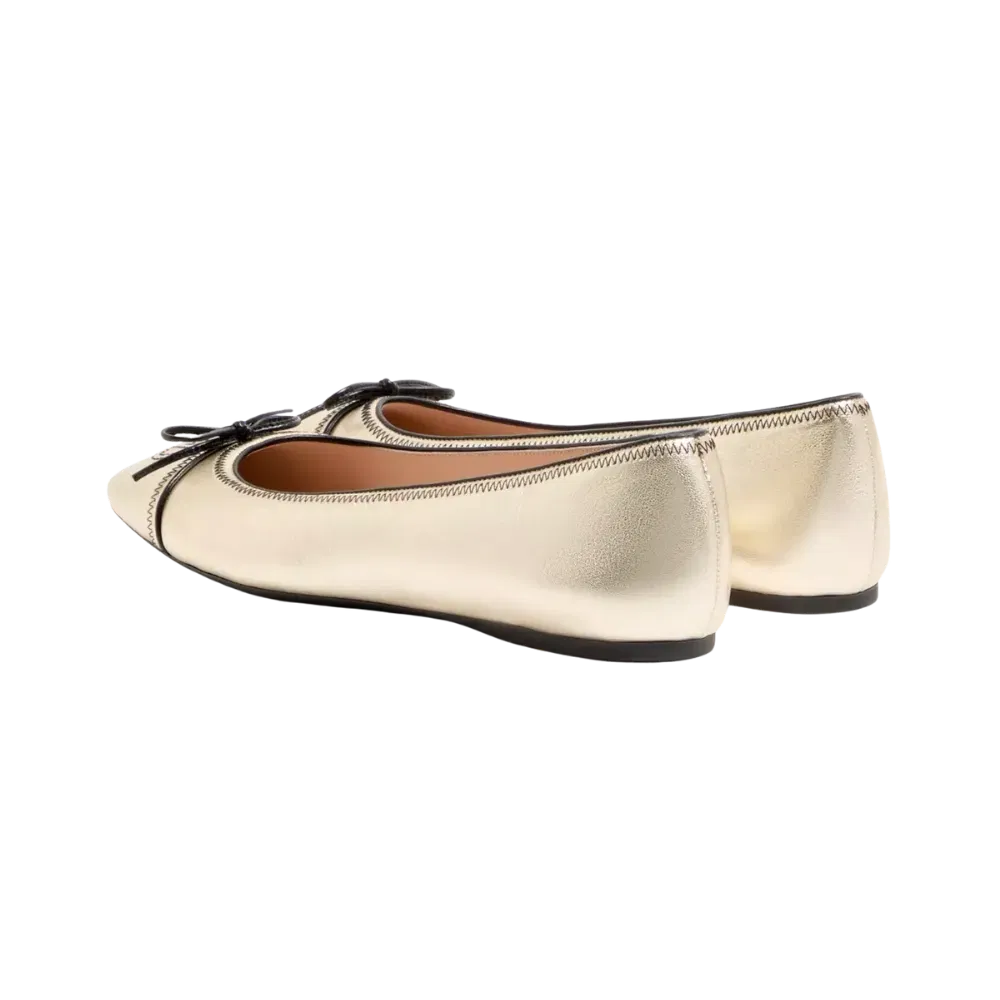 Valentino VLogo Signature Ballerina In Laminated Nappa 05mm Platinum