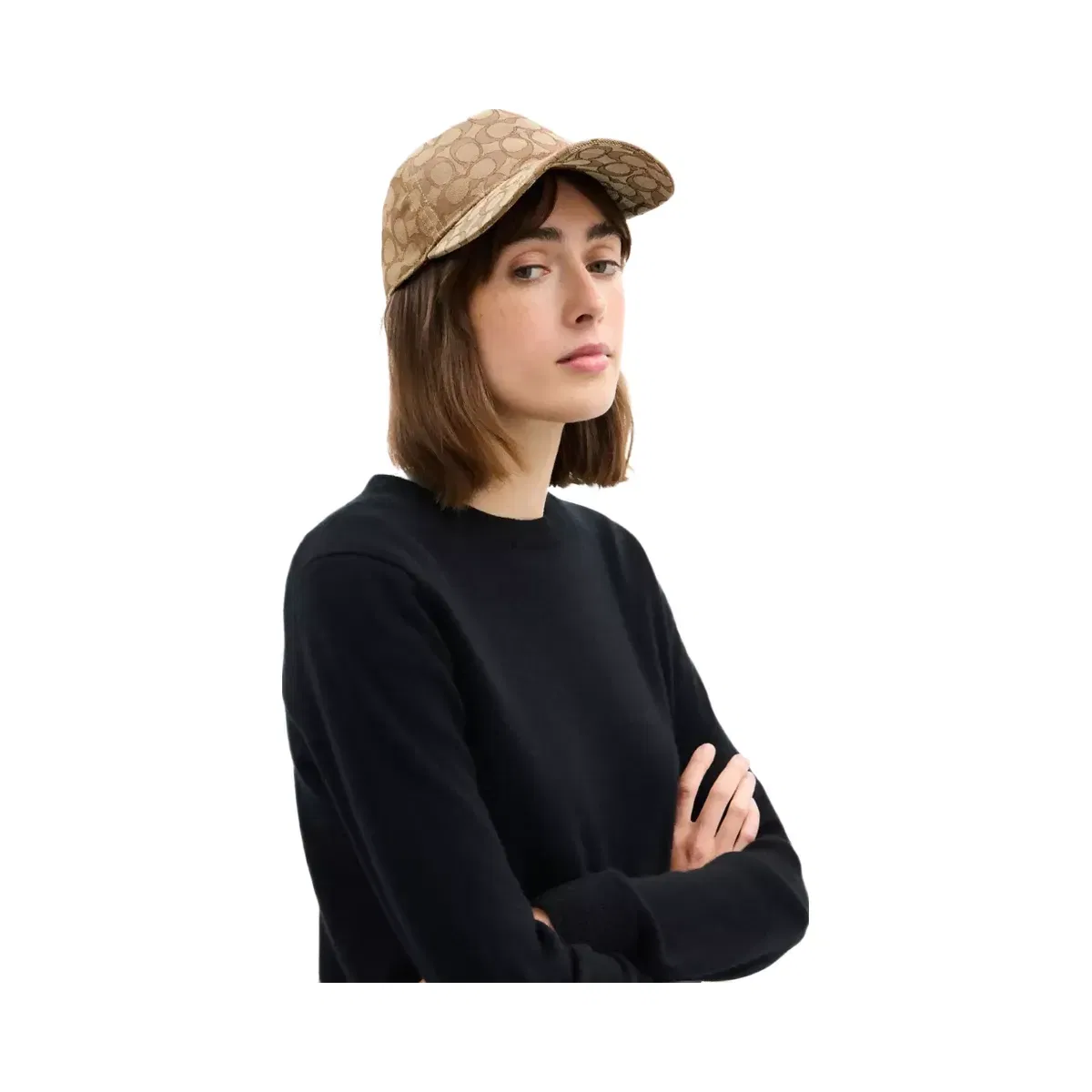 Coach Signature Jacquard Baseball Hat in Tan